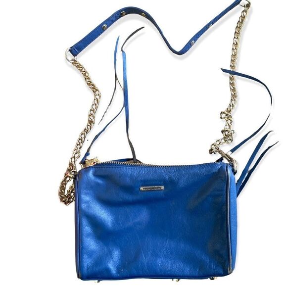 Rebecca Minkoff leather cross body bag with gold chain and gold zipper detail - Picture 1 of 10